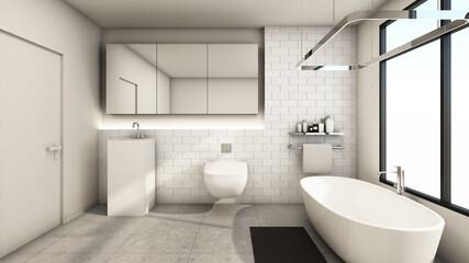 Wall Mural - Bathroom design Modern and Loft - 3D render