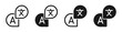 Black translate icon set. Isolated language translation symbols on white background. Vector illustration.