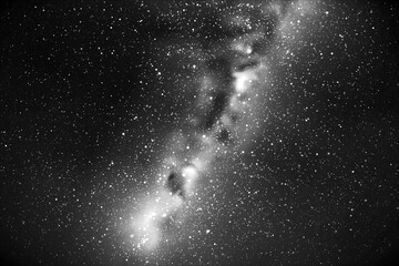 Sticker - night starry sky and milky way. black white space background
