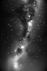 Wall Mural - Night starry sky and Milky Way. Black white space background