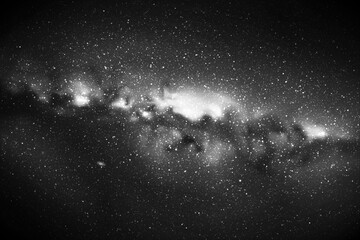 Sticker - night starry sky and milky way. black white space background