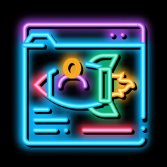 Poster - web site find fast job neon light sign vector. Glowing bright icon web site find fast job sign. transparent symbol illustration