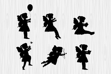 cute fairy and moon silhouette