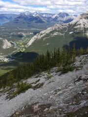 Stunning views of Banff National Park from Sulfur mountain ridge