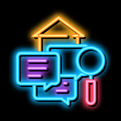 Sticker - real estate agent messages neon light sign vector. Glowing bright icon real estate agent messages sign. transparent symbol illustration