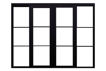 Wall Mural - Black sliding aluminum window frame isolated on a white background