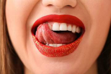 Poster - Beautiful young woman with creative makeup, closeup