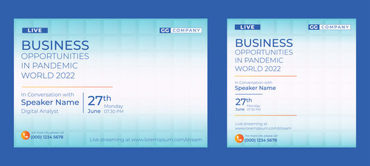 Wall Mural - marketing strategies live webinar banner invitation and social media post template. business webinar