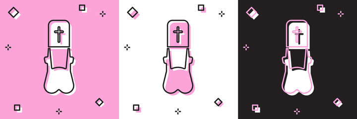 Sticker - Set Priest icon isolated on pink and white, black background. Vector Illustration