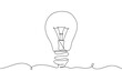 © Yana - Continuous one line of light bulb in silhouette on a white background. Linear stylized.Minimalist.