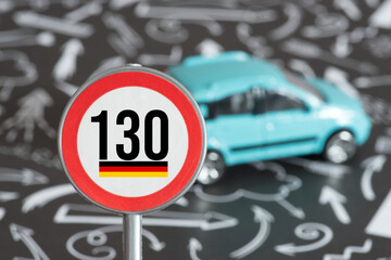 Ein Auto und Tempolimit 130km/h in Deutschland