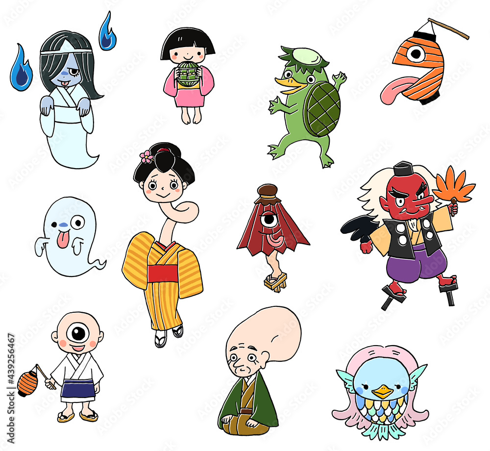 Stock-Illustration „可愛い日本の妖怪イラストセット“ | Adobe Stock