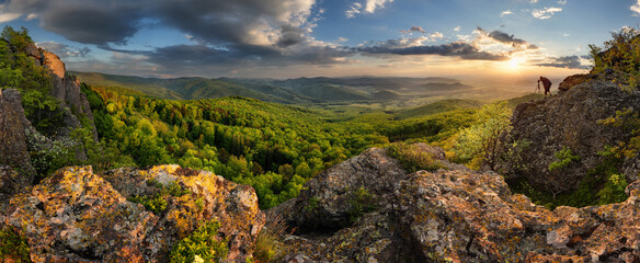 Wall Mural - mountain dramatic sunset panorama in peak zarnov, vtacnik, horna nitra