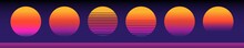 Retro Sun 80s Neon Sunset Vintage Design Dark Background Vector Illustration Abstract Cyberpunk Sun Template