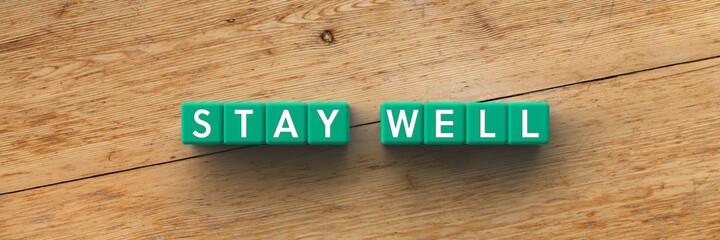 Wall Mural - 3d cubes with the words stay well