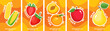 Vector collection of fresh juicy fruit poster.