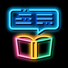 Poster - book reading neon light sign vector. Glowing bright icon book reading sign. transparent symbol illustration