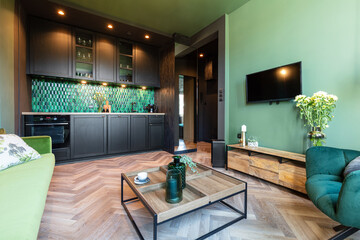 Interior design of small elegant apartment, home staging