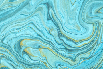 Wall Mural - abstract fluid art background light blue and beige colors. liquid marble. acrylic painting with turq