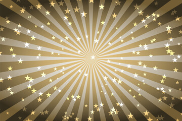 Poster - Golden retro banner with rays and stars. Christmas poster