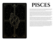 Black And Gold Vector Illustration Of Pisces Sign