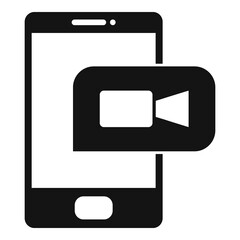 Sticker - Phone online meeting icon, simple style