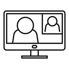 Canvas Print - Home online meeting icon, outline style