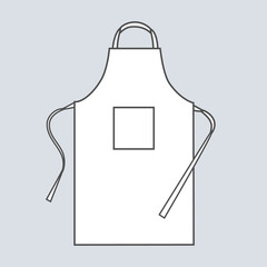 Flat white apron with pocket vector template design.