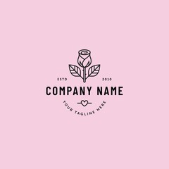 Wall Mural - rose flower logo, label, emblem template.