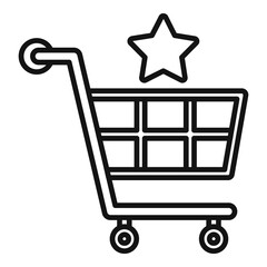 Canvas Print - Sale bonus shop cart icon, outline style