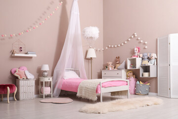 Wall Mural - Cute child's room interior with toys and modern furniture