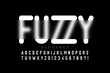 Blurry effect font design, fuzzy alphabet, letters and numbers vector illustration