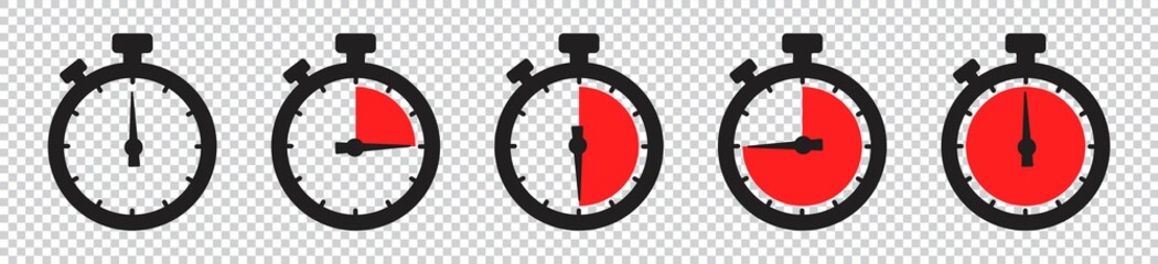 Wall Mural - timers icon set on transparent background. stopwatch symbol. countdown timer vector illustration