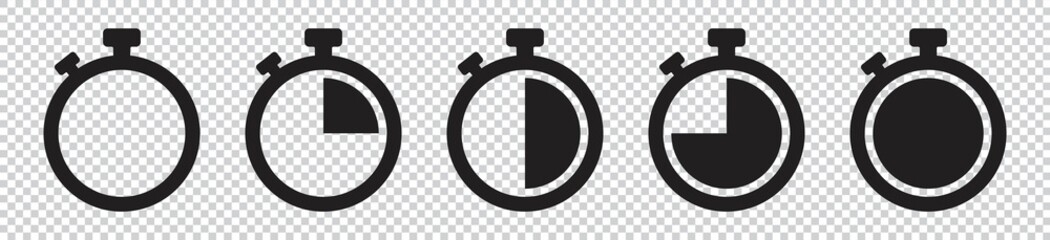 Wall Mural - timers icon set on transparent background. stopwatch symbol. countdown timer vector illustration