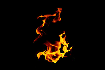 Real flames from underground gas isolated on black