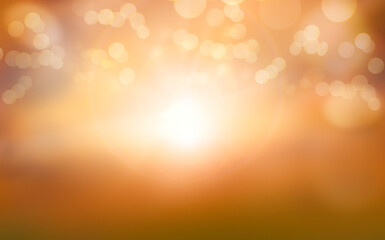 Wall Mural - an autumn nature, fall background of blurred foliage at sunset in an autumn landscape that could be 