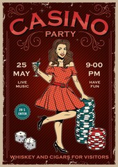 Sticker - Casino party colorful vintage poster