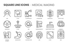 Medical Imaging Related, Square Line Vector Icon Set.