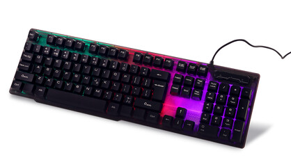 Wall Mural - Modern mechanical RGB keyboard isolated on white