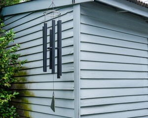 Wind Chimes on the Side of a Building