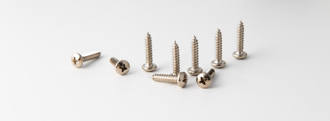 Background texture of metal screws. tapping screws made by steel.