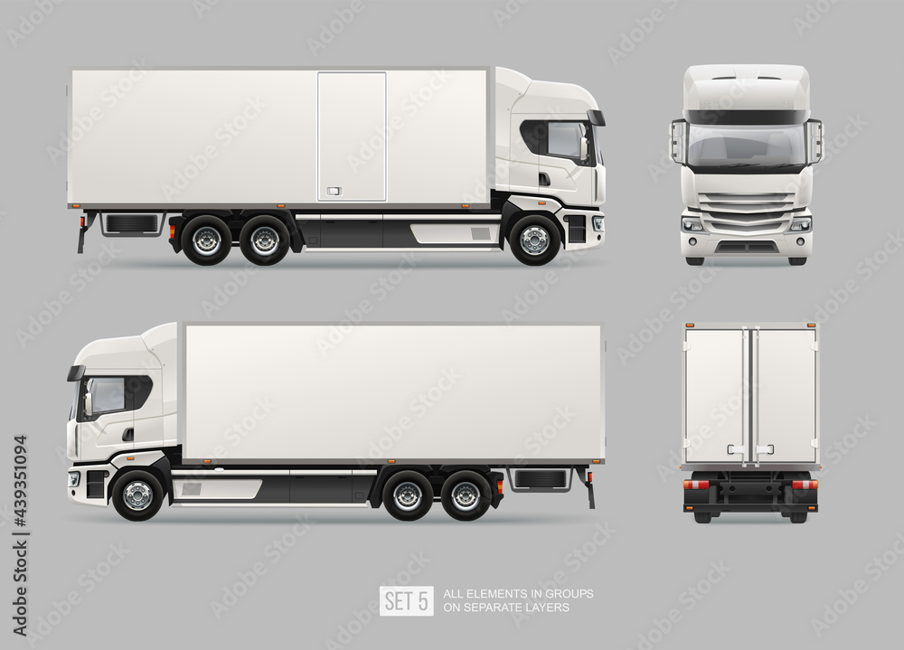 White Delivery Cargo Truck vector template for brand identity mockup ...