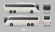 Vector  Passenger Coach bus blank surface template isolated on grey background. Travel Bus for brand identity design. Side view realistic Bus template. Side view travel coach bus