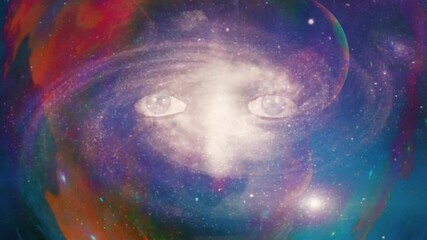 Wall Mural - god's face in the space. vivid galaxy