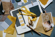 © Helen Rushbrook/Stocksy - Yellow and grey interior design inspiration