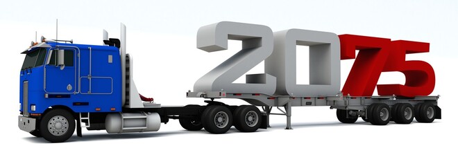 Wall Mural - 3D illustration of truck transportation with the number 2075