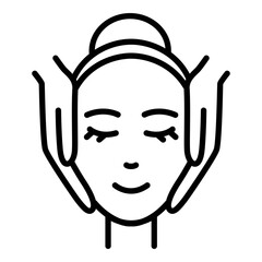 Face massage line icon, vector illustration