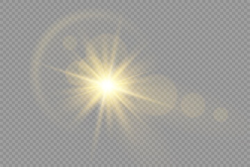 Wall Mural - yellow glowing light bright star, golden sun.
