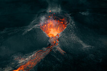 Inside Of Volcano Eruption Iceland