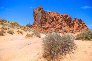 Wall Mural - Colorful rocks on a desert mountain landscape